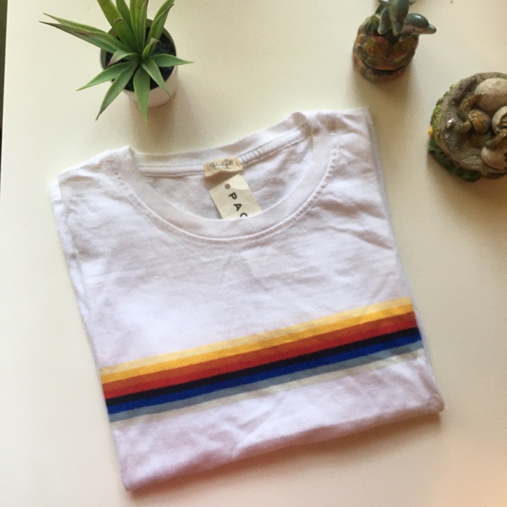 NWT Brandy Melville rainbow striped t-shirt